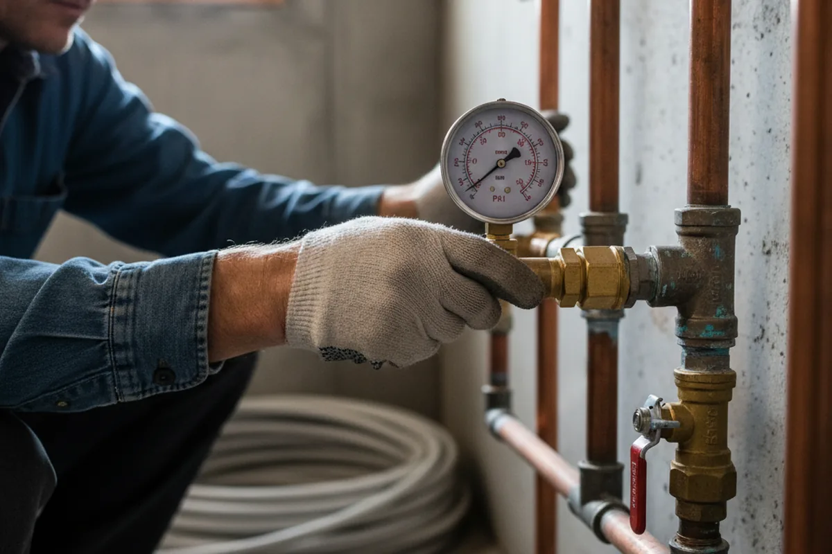 Pressure testing a repaired line during Water Line Repair in West Sayville